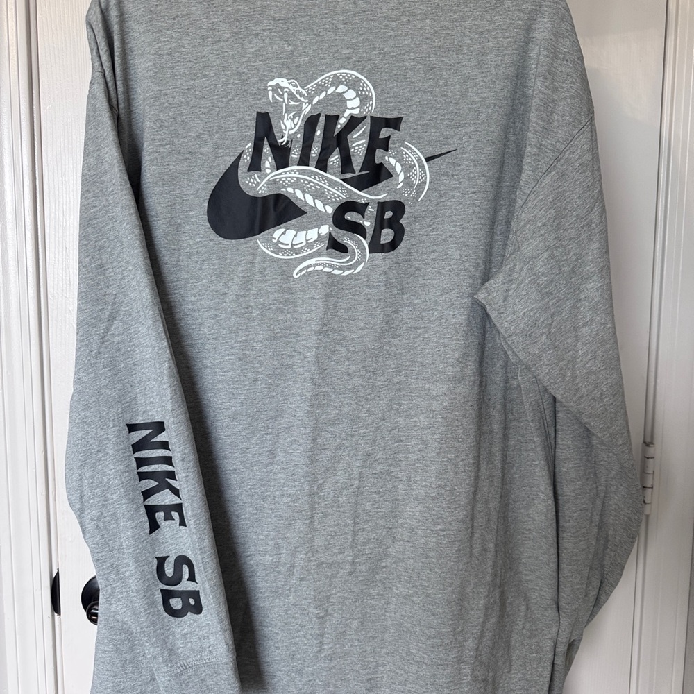 Nike SB Gray Long Sleeve Tee with Snake Graphic